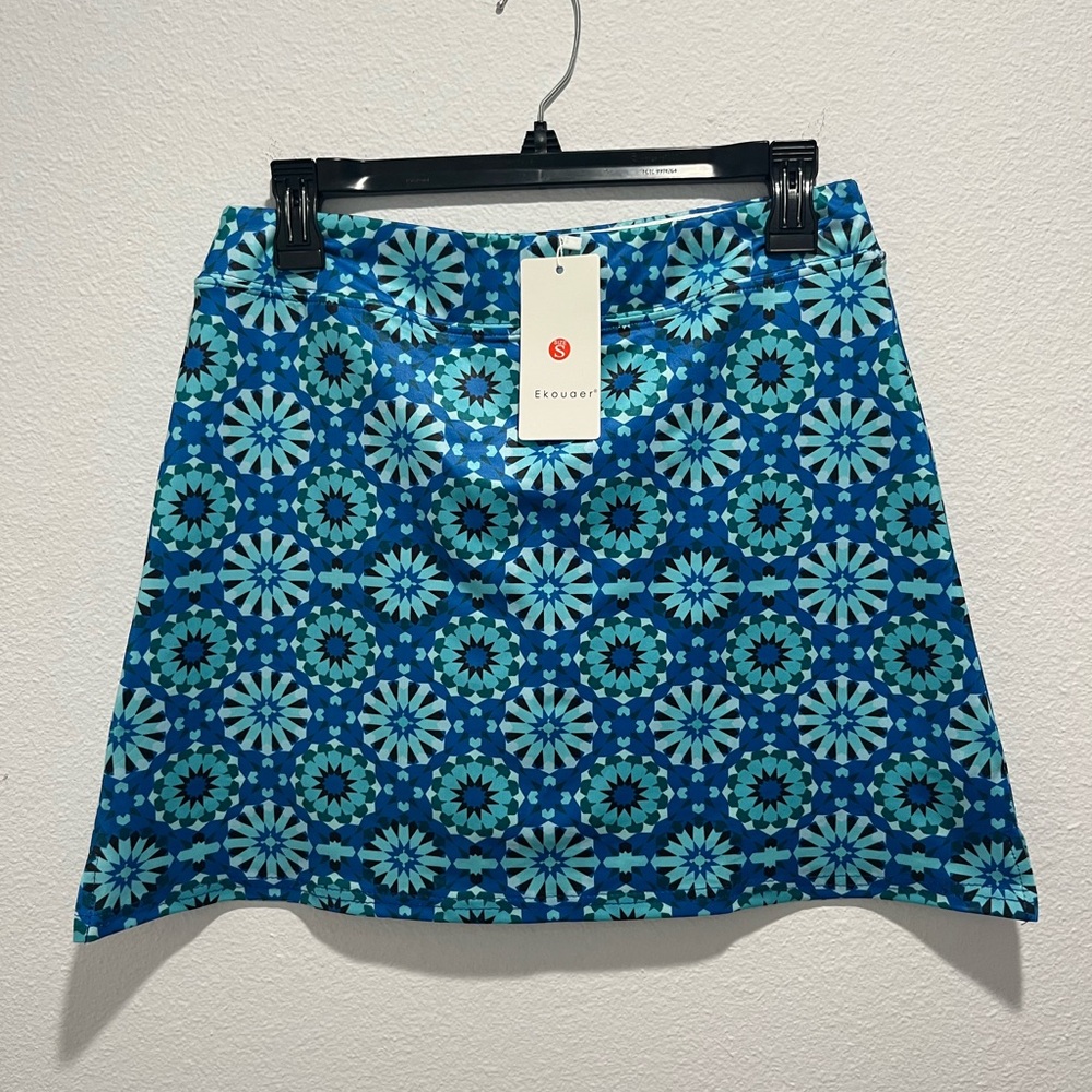 Tevaara Vibrant Blue Patterned Golf Skirt